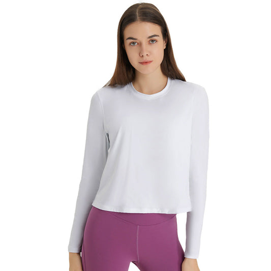 Loose Long-Sleeved Round Neck Active Tops