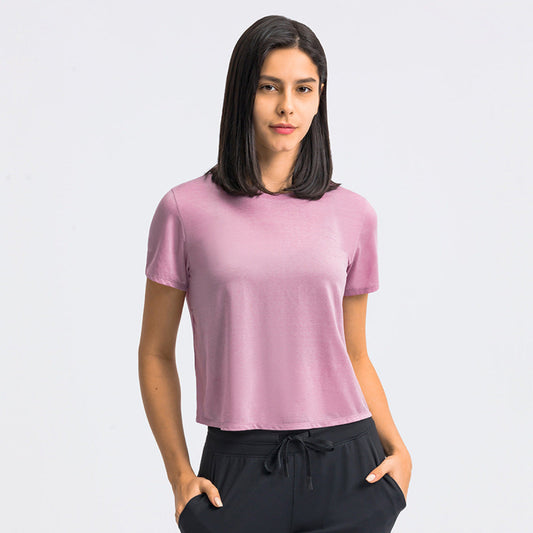 Loose Round Neck Short-Sleeved Active Tops