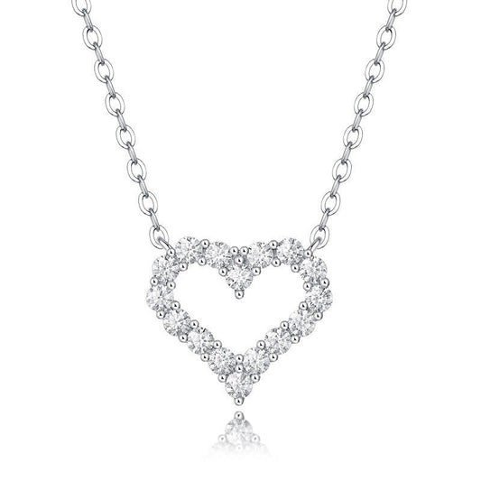 Hollow Out Heart 925 Sterling Silver Moissanite Pendant Necklace