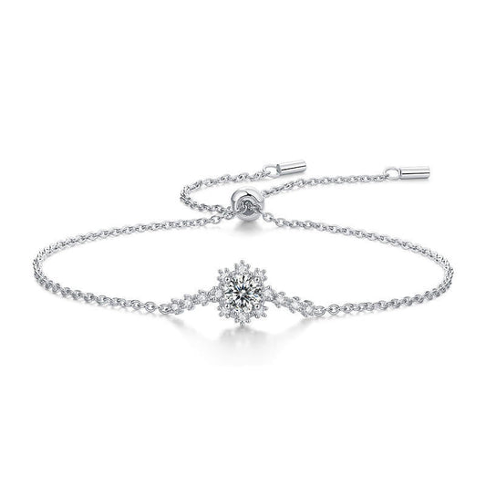 925 Sterling Silver Snowflake-Shaped Moissanite Charm Bracelet
