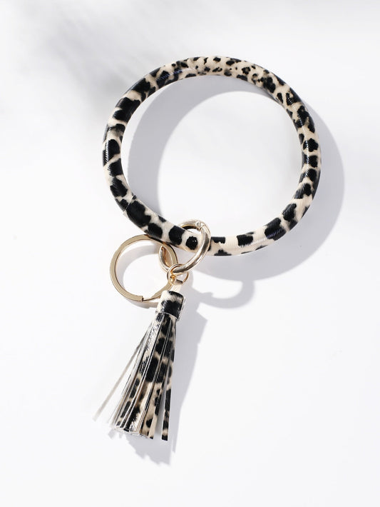 Leopard Bangle With Tassel Keychain
