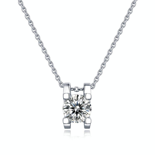 Clear Round-Shaped Moissanite Pendant Necklace
