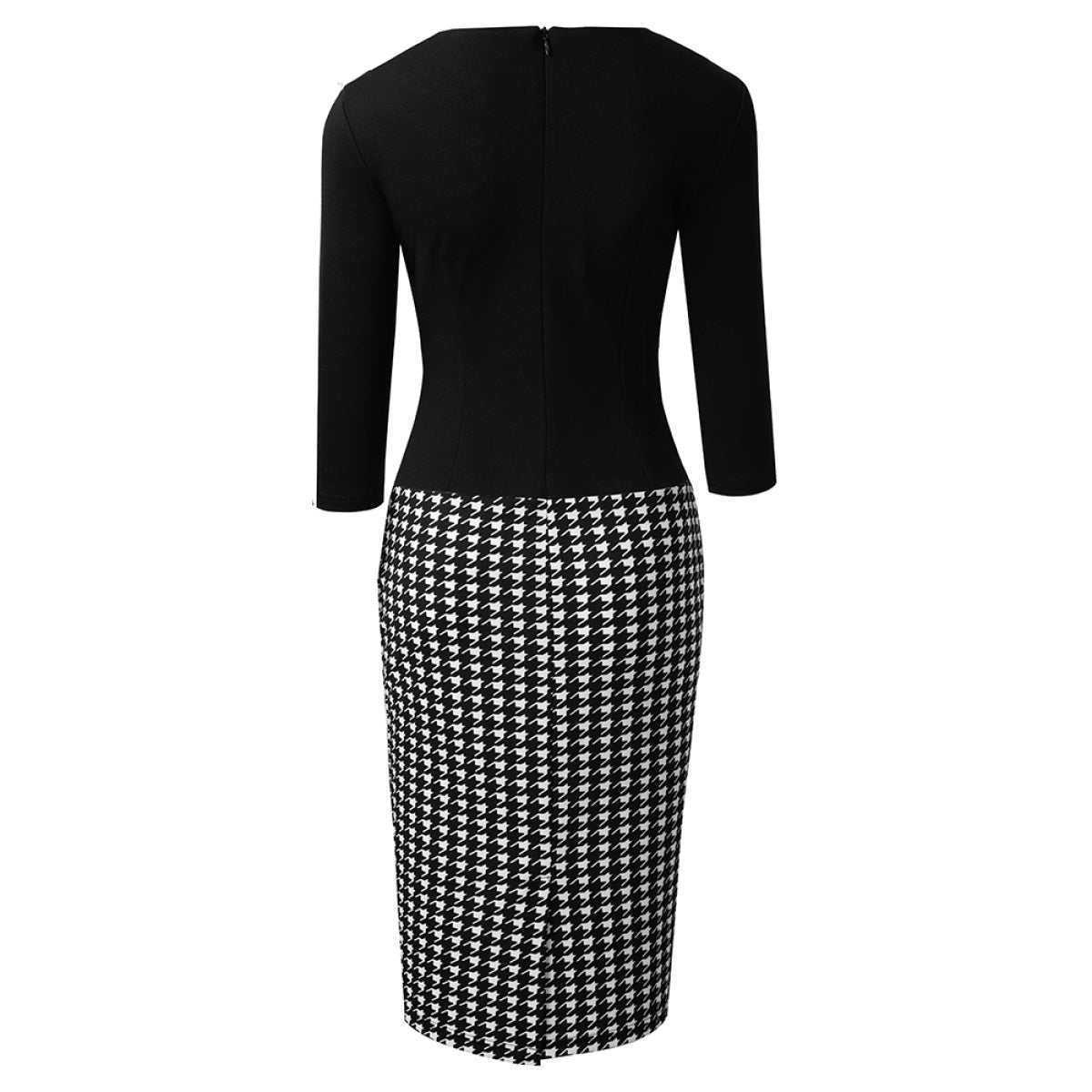 Houndstooth Fake-Two-Piece Tube Dress