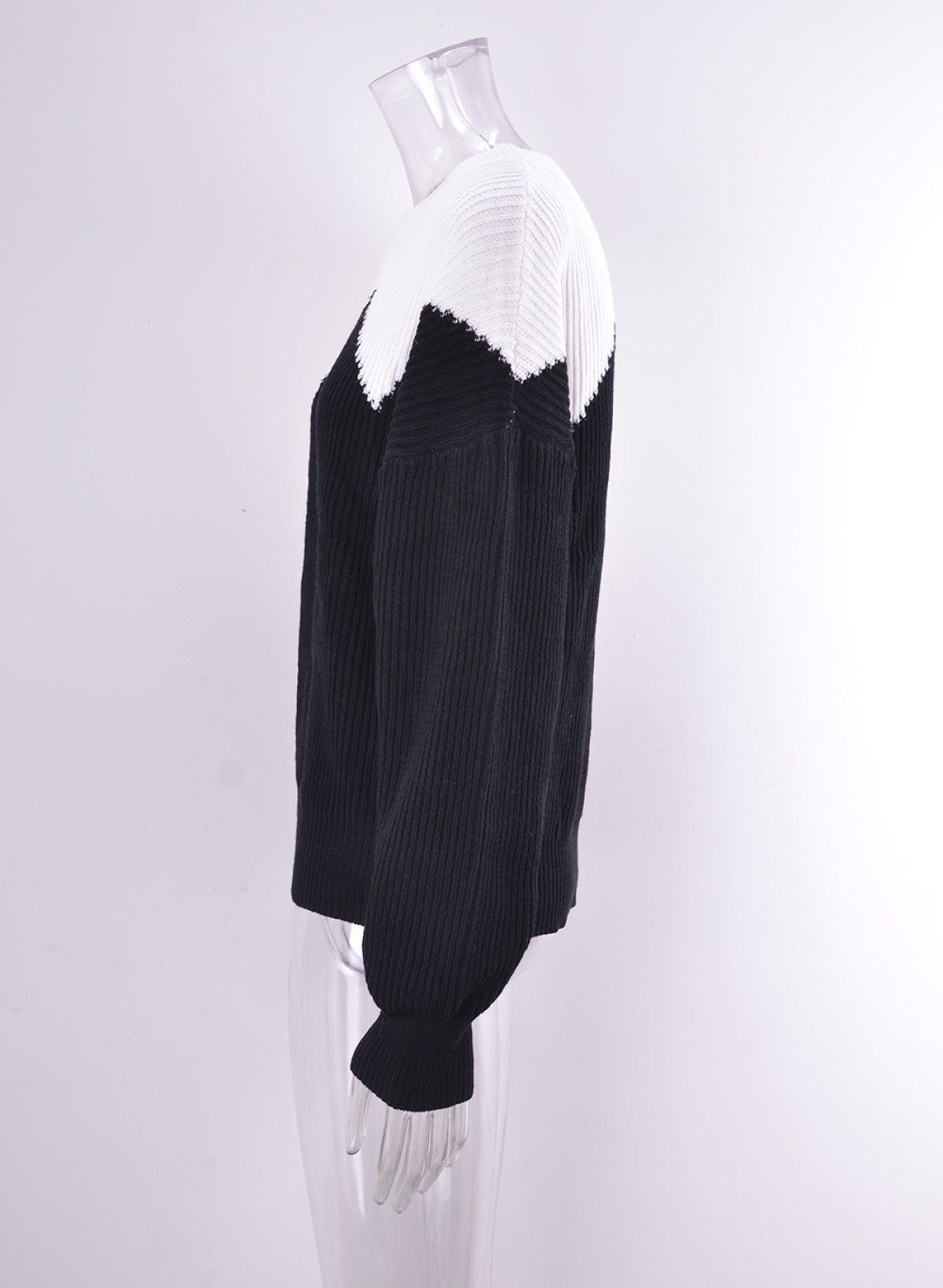Pullover Patchwork Round Neck Bat Sleeve Sweater