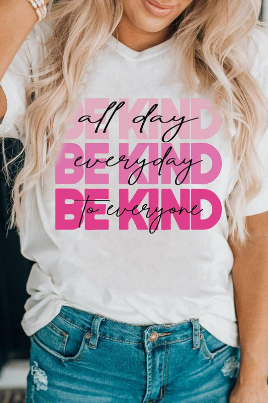 BE KIND Letters Print Short Sleeve T Shirt