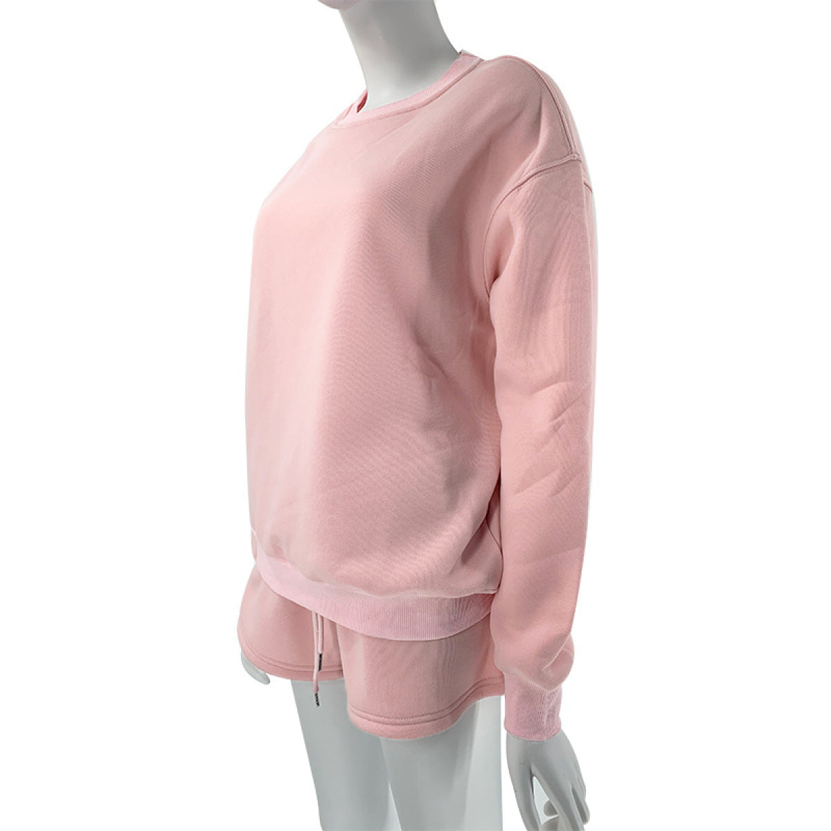 Fleece Round Neck Long-Sleeved Sweatshirt & Drawstring Pants Set