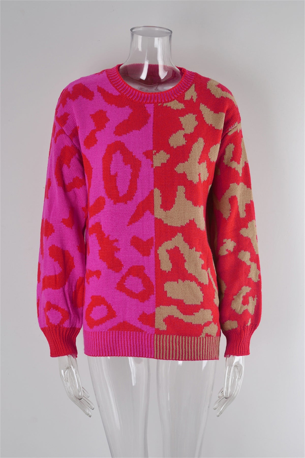Leopard Print Knitted Pullover Sweater