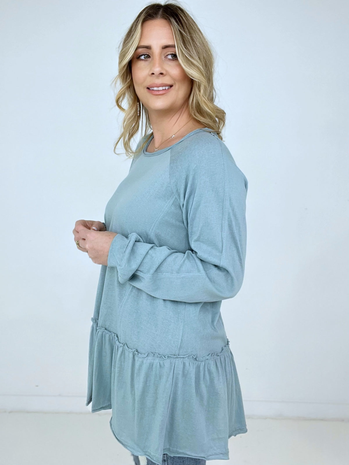 Easel Solid Cotton Jersey Tunic Top