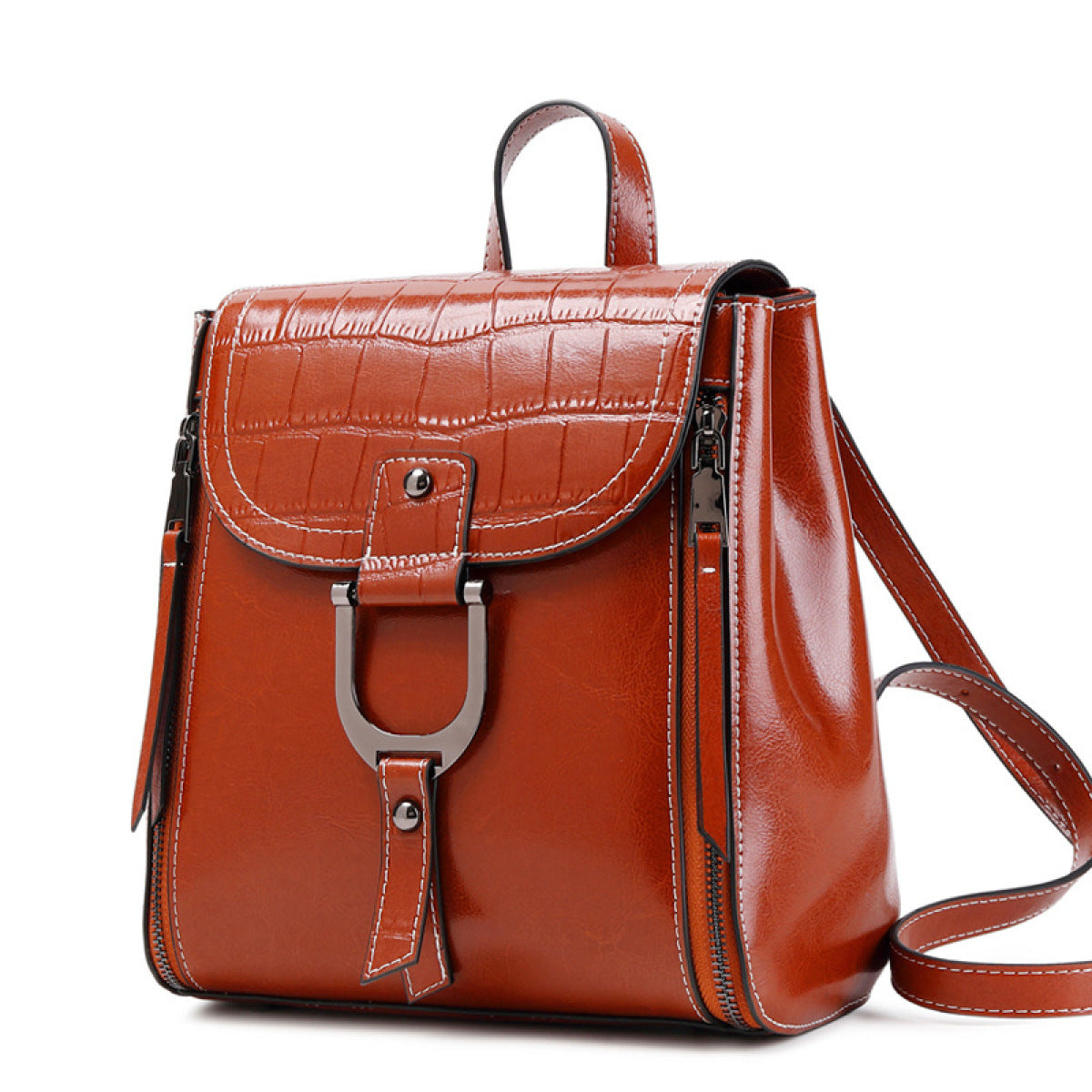 Faux Leather Buckle Backpack