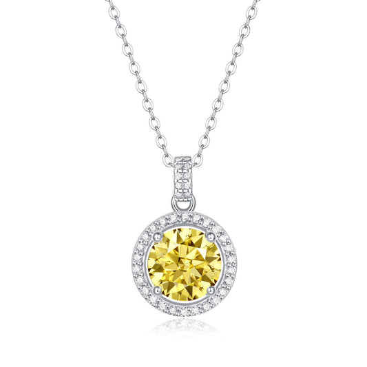 Round-Shaped 925 Sterling Silver Moissanite Pendant Necklace