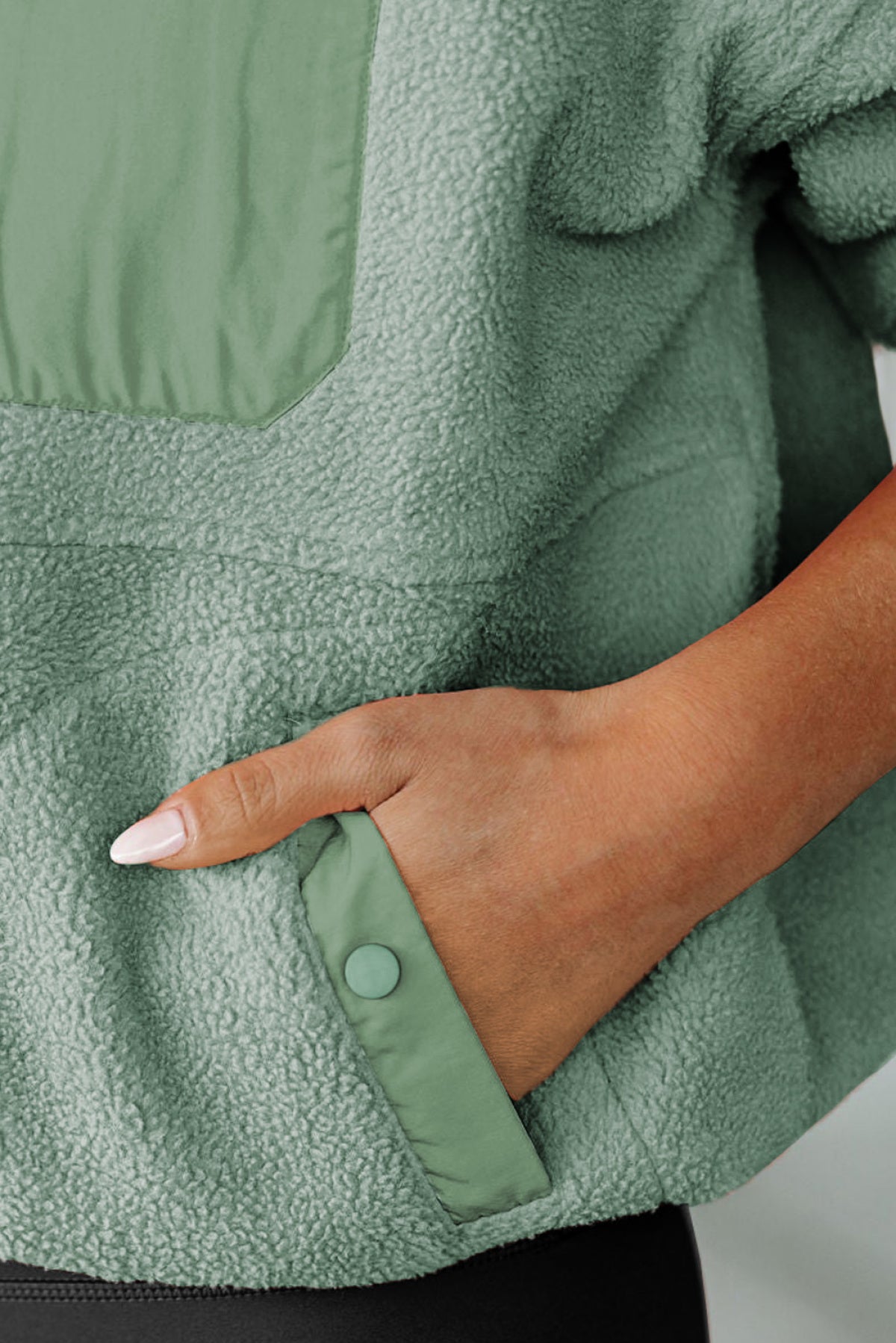 Half Button Pocketed Fleece Pullover Sweatshirt