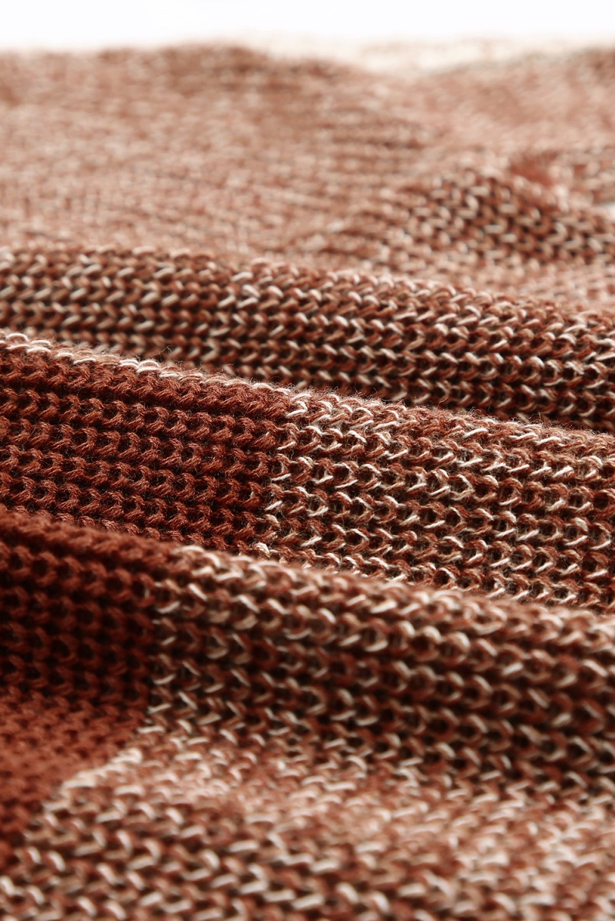 Brown Color Block Knitted Drop Shoulder V Neck Sweater