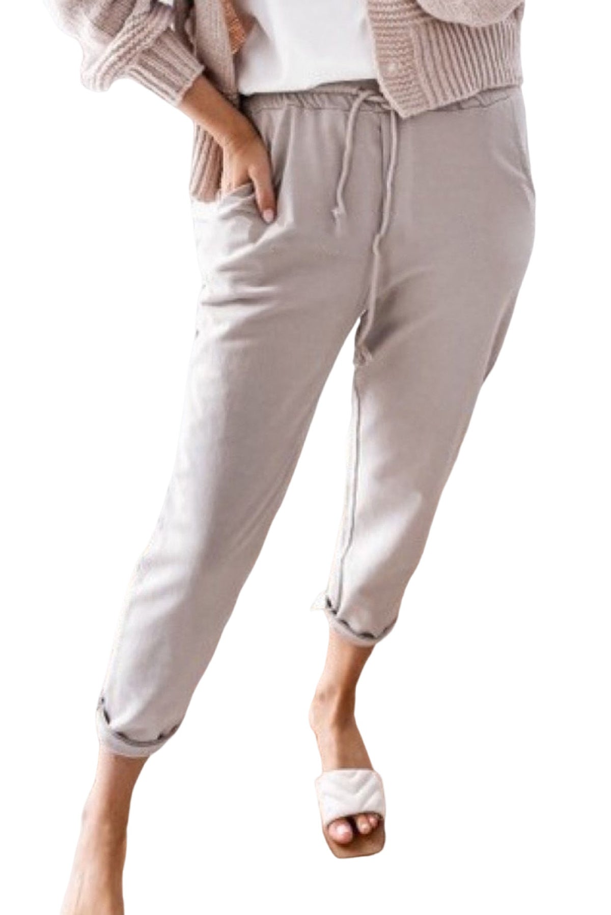 Drawstring Waist Knitted Casual Pants