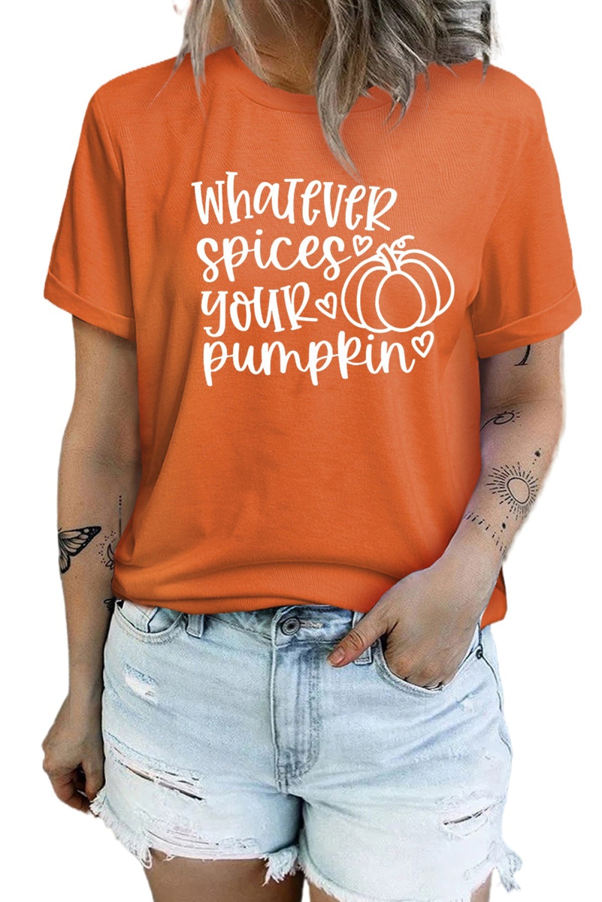 Orange LOVE Graphic Halloween Pumpkin Tee
