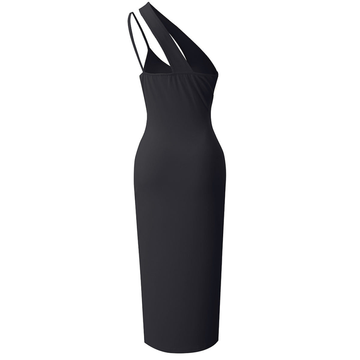 One-Shoulder Neck Sleeveless Asymmetrical Midi Dress