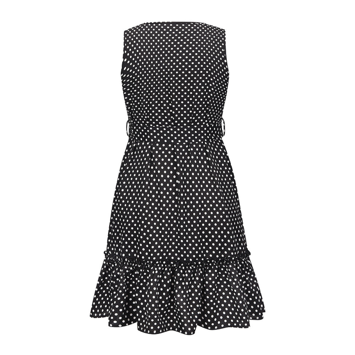 Polka Dot Buttoned Mini Dress with Belt