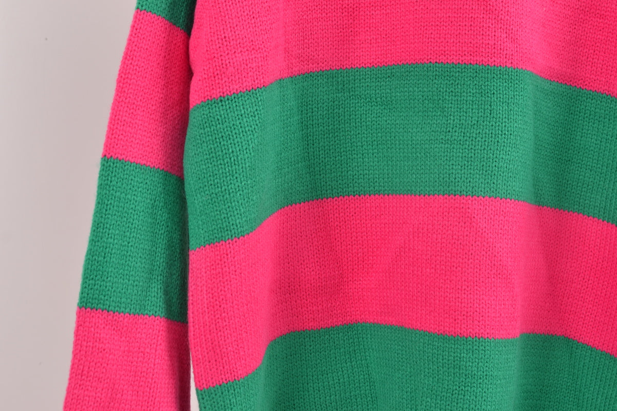 Loose Pullover Striped Round Neck Knitted Sweaters