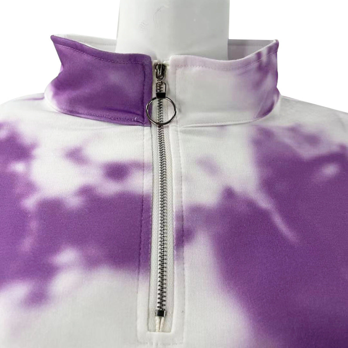 Tie Dye Stand Collar Zipper Long Sleeve Sweatshirt & Drawstring Pants Set