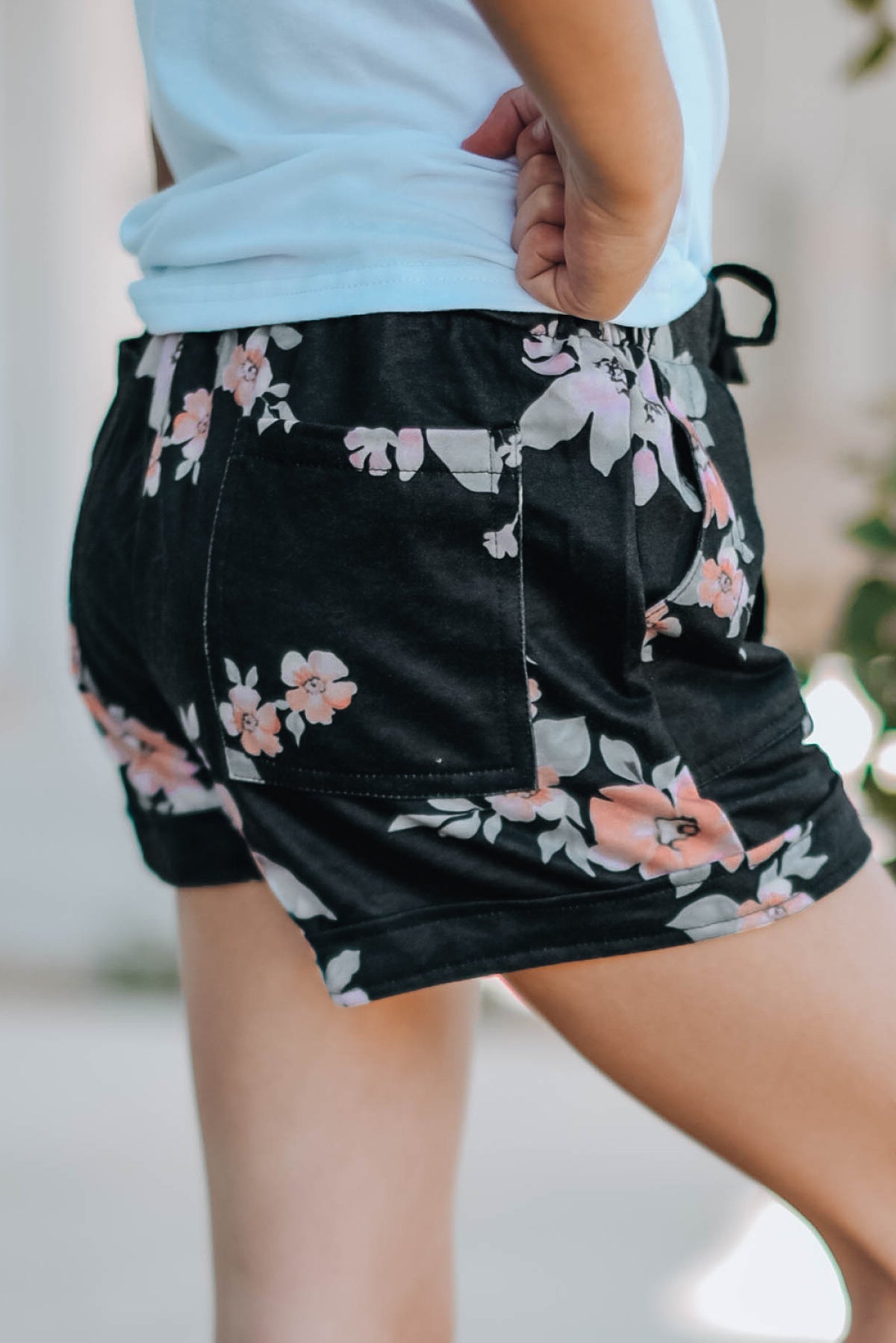 Drawstring Waist Little Girls' Shorts With Pockets