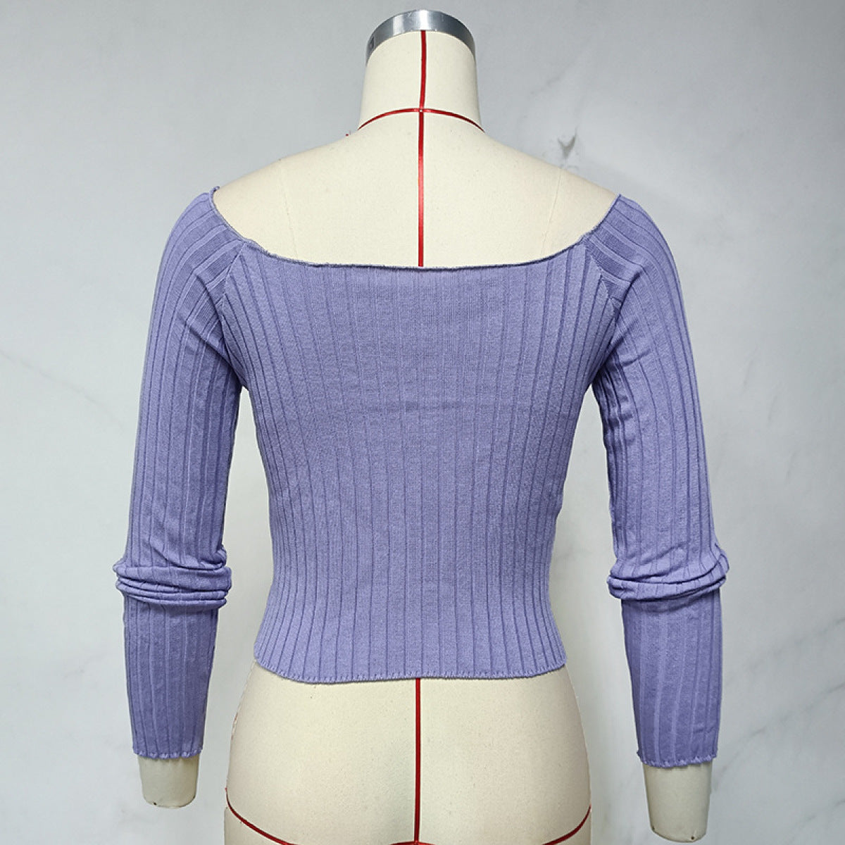 Pullover Long-Sleeved Boat Neck Knitted Tank Top