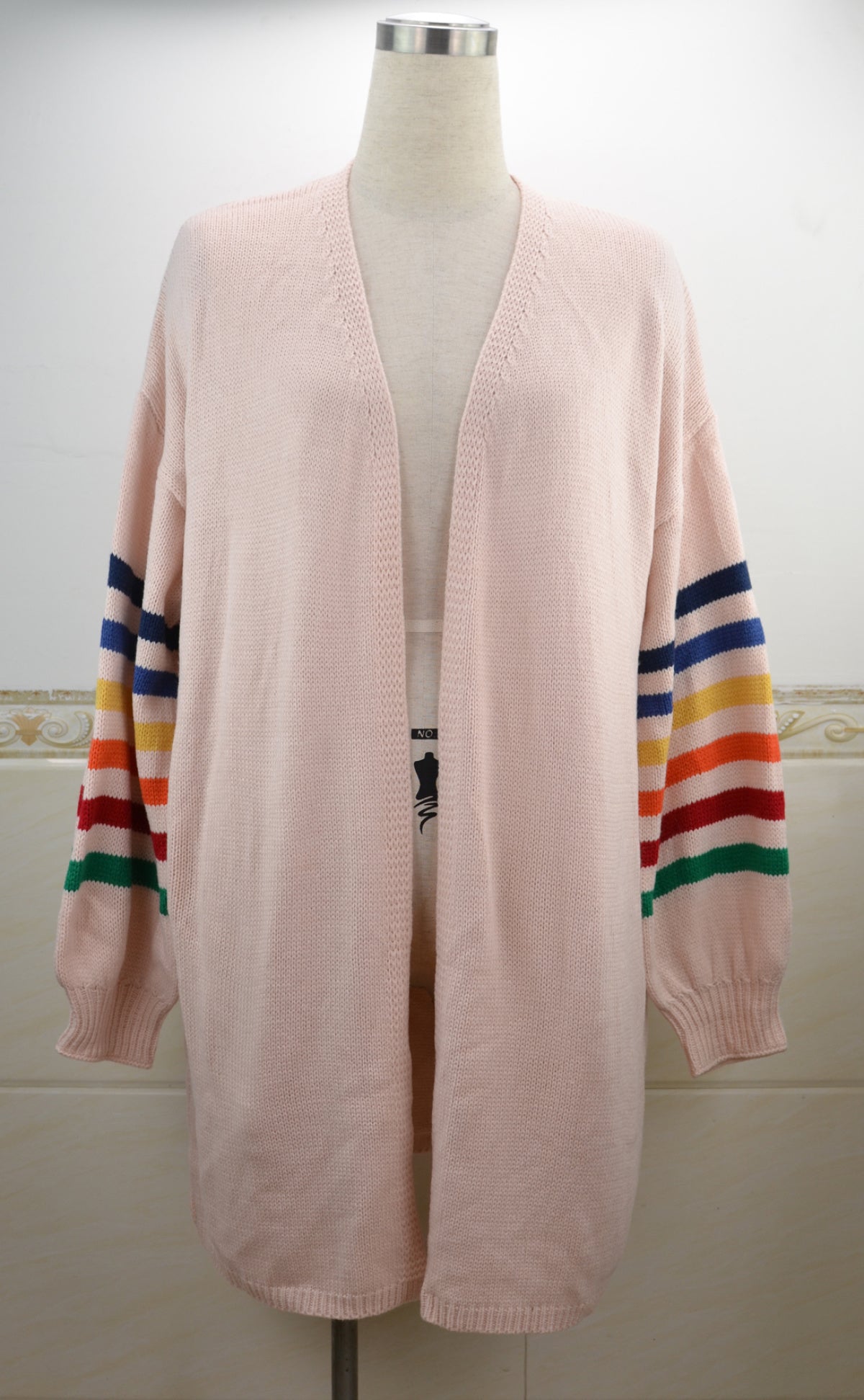 Loose Knitted Stripe Long Sleeve Sweater Cardigans