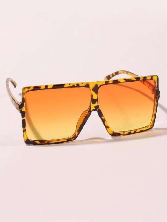 Leopard Frame Brown Lens Square Sunglasses