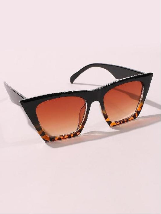 Black Leopard Frame Brown Lens Sunglasses