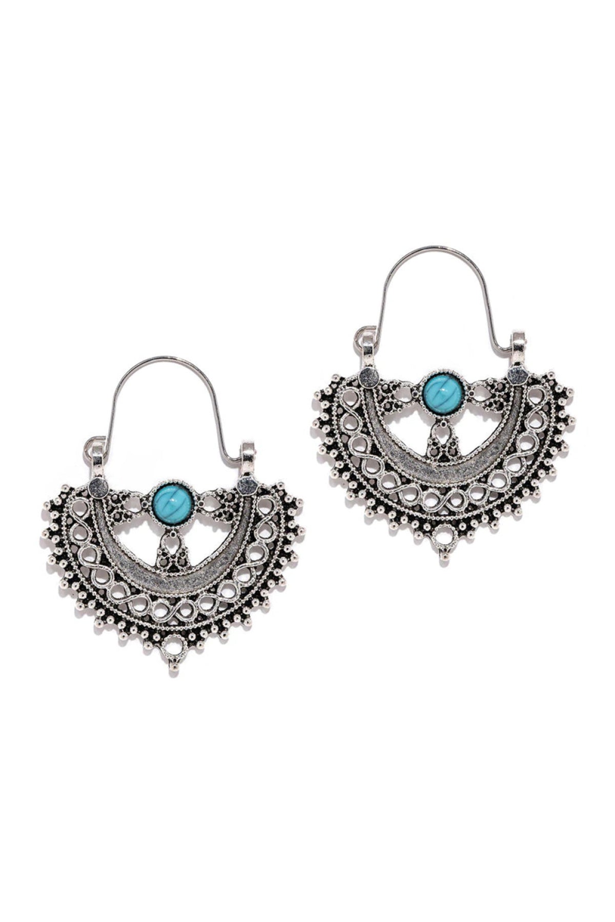 Silver Boho Turquoise Dangle Earrings