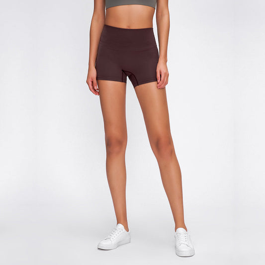 Solid Color High Waist Hip Lift Sports Shorts