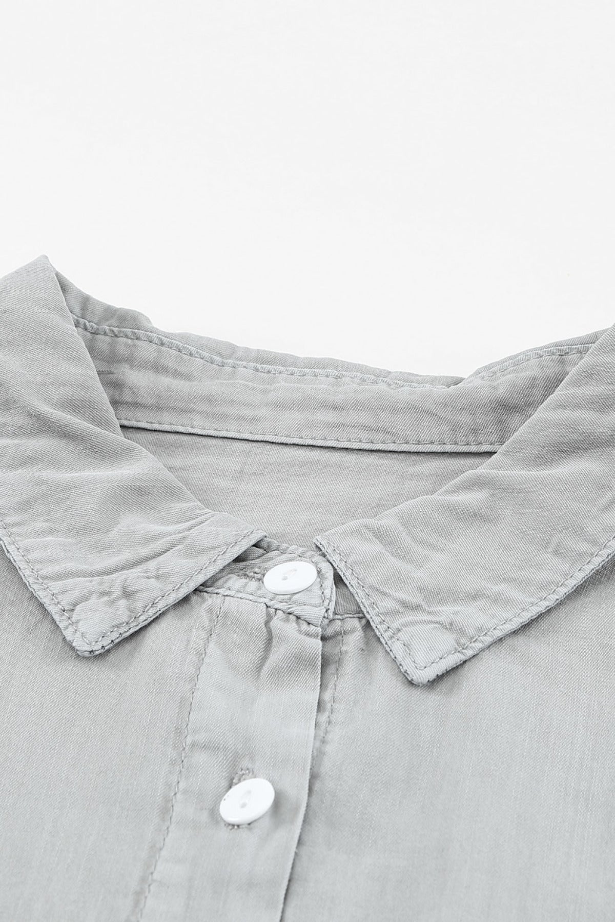 Turn-Down Collar Short Sleeve Denim Shirt