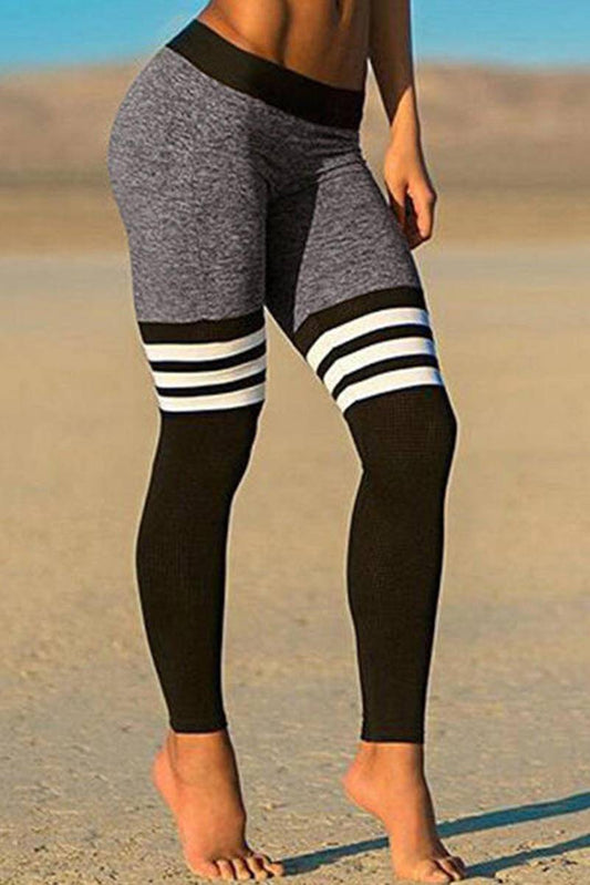 Striped Splicing Yoga Fitness Activewear Leggings