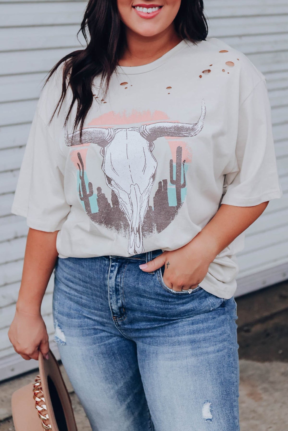 Plus Size Ripped Animal Graphic Tee