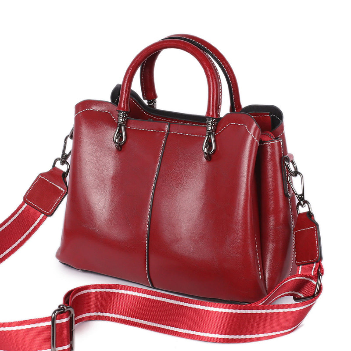 High-Capacity Zipper Splicing Handbag Shoulder Bag