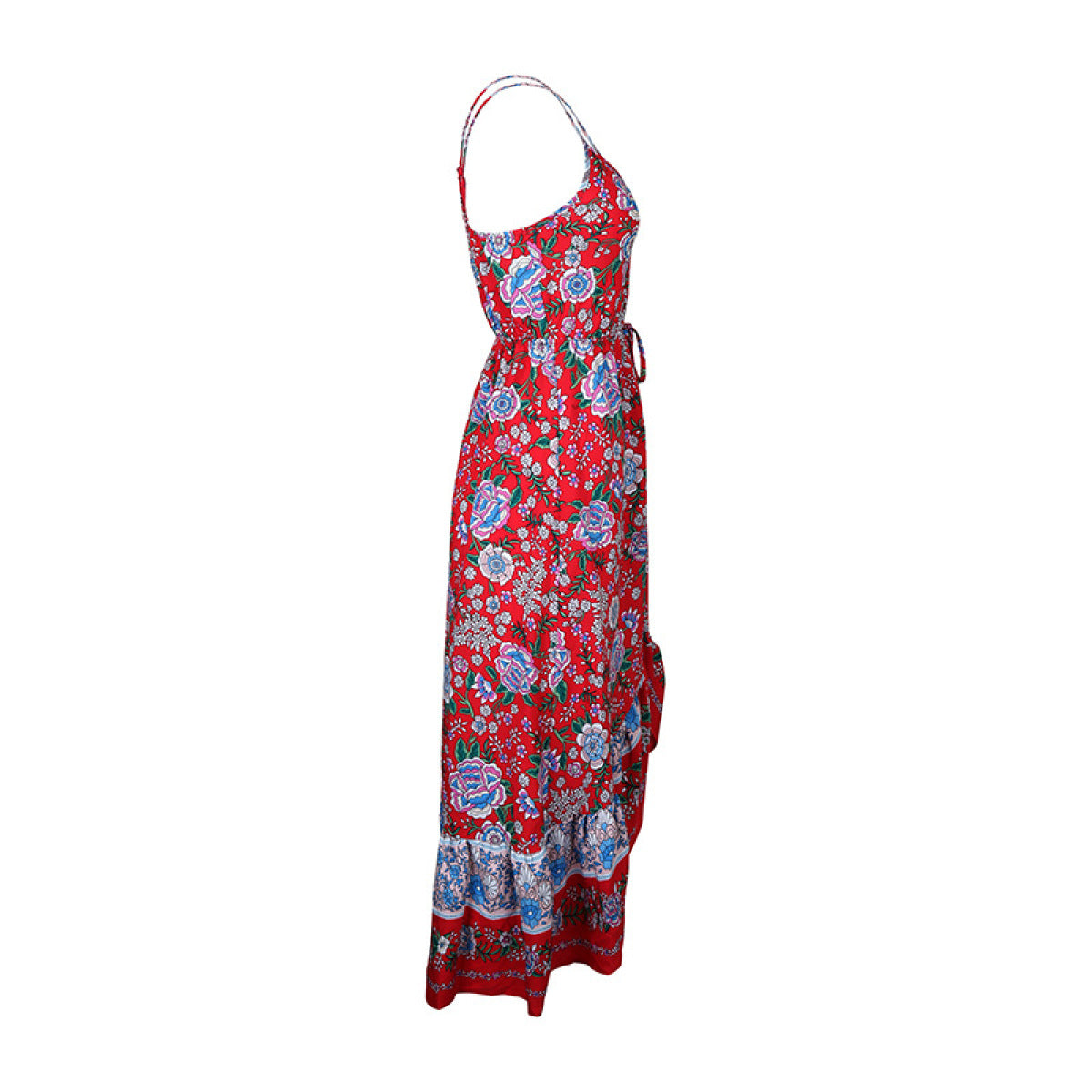 Floral Asymmetric Buttoned Camisole Dress