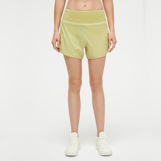 Rear Waist Zipper Pocket Yoga Asymmetric Shorts