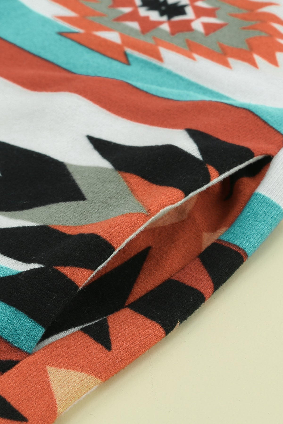 Multicolor Geometric Color Block Open Front Long Cardigan