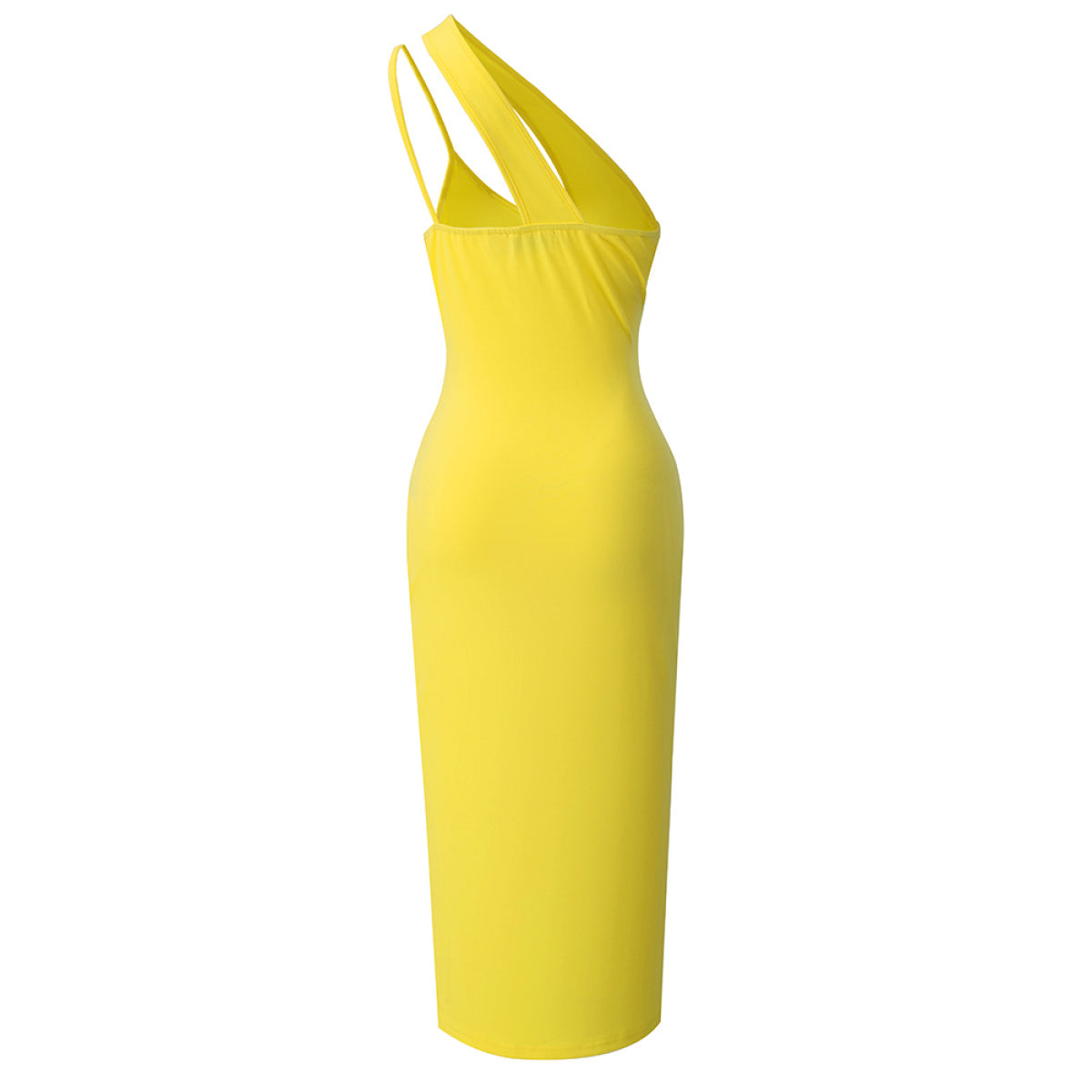 One-Shoulder Neck Sleeveless Asymmetrical Midi Dress