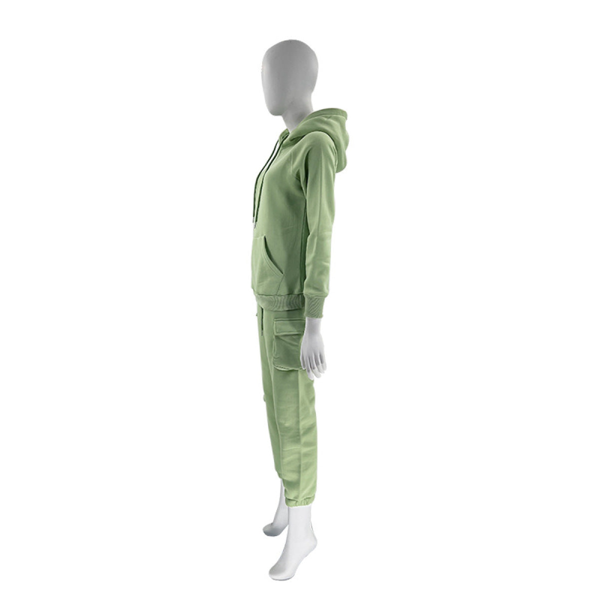 Casual Solid Color Long-Sleeved Hoodie & Drawstring Pants Set