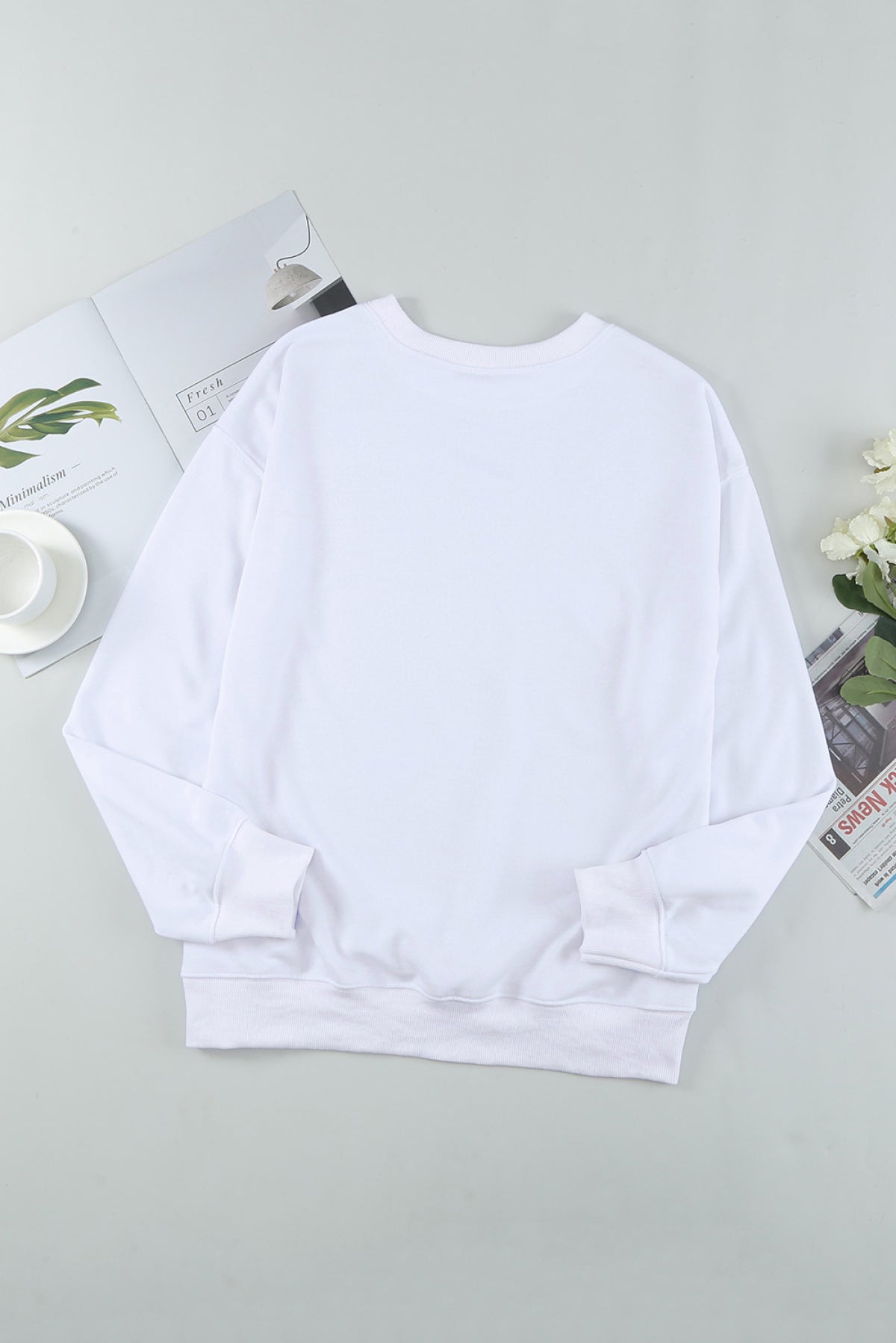 White Skeleton Coffee Letter Graphic Print Pullover Sweatshirt