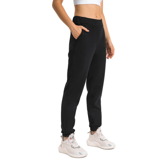 Loose High Waist Elastic Tapered Active Bottoms With Pocket