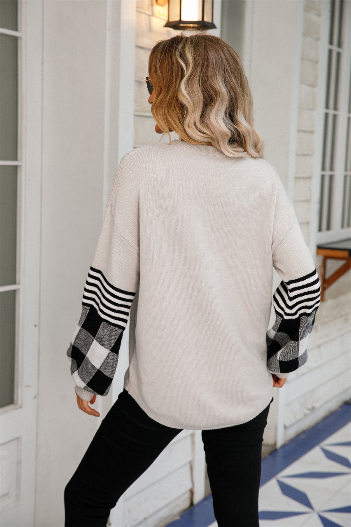 Casual Round Neck Balloon Long Sleeve Sweater