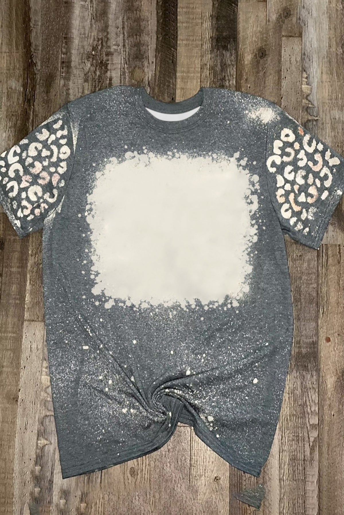 Gray Leopard Bleached Graphic T Shirt