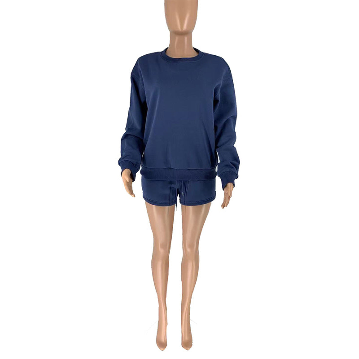 Fleece Round Neck Long-Sleeved Sweatshirt & Drawstring Pants Set