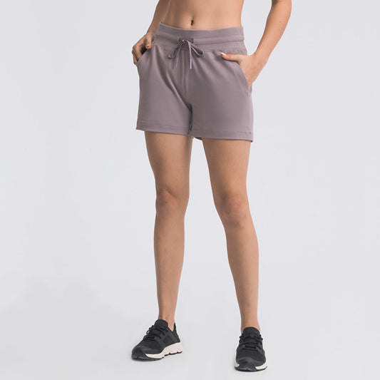 Drawstring Waist Yoga Shorts  With Pocket