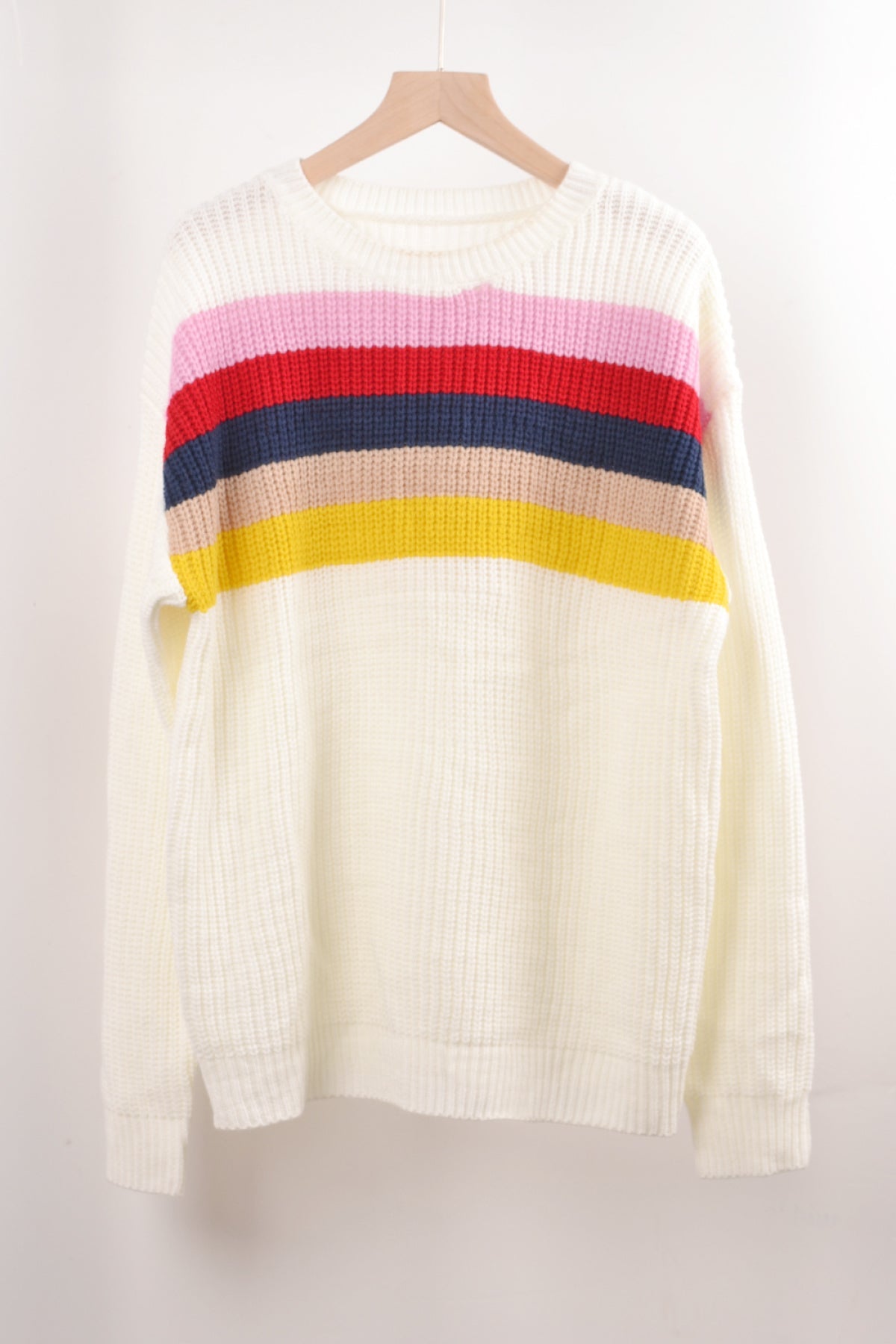 Crew Neck Long Sleeve Colorblock Sweater