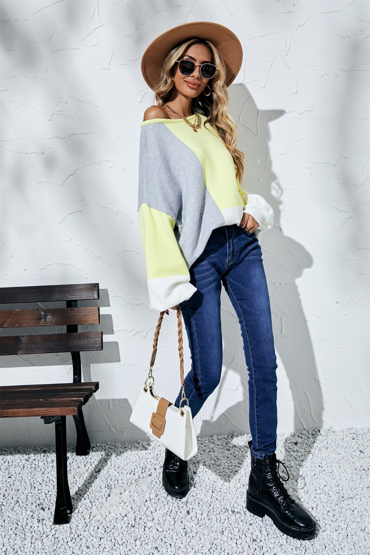 Colorblock Knitted Long Sleeve Sweaters